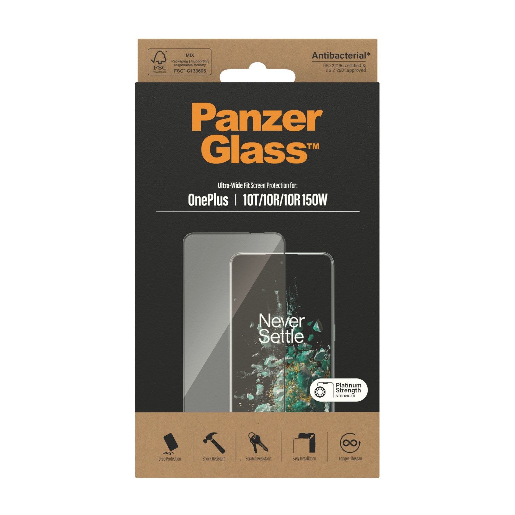PanzerGlass® Dislayschutz OnePlus 10T | 10R | 10R | 150W | Ultra-Wide Fit | Schwartz